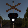Railroad crossing lights and barriers