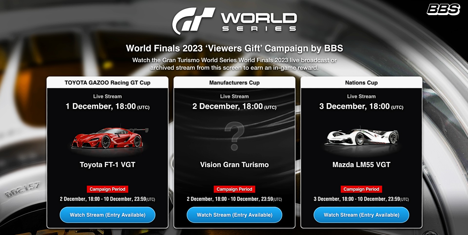 Gran Turismo 7 World Finals: Win Cars By Watching