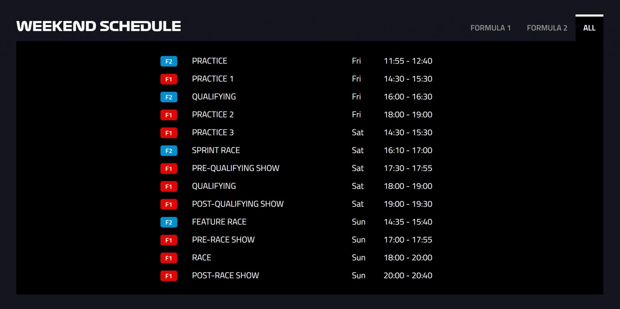Timetable information for the 2023 Formula One Saudi Arabia Grand Prix