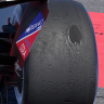 Tyre damage becomes clearly visible: new shiny and smooth slowly to matte because of tyre wear