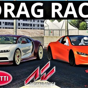 Tesla 2020 Roadster VS Bugatti Chiron | 2000m Drag Race | Assetto Corsa | 4K