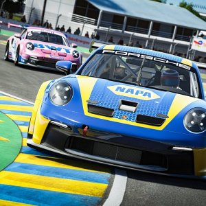 Porsche 911 GT3 Cup (992) | 24 Hours of Le Mans Virtual All-Stars Race warm-up lap |